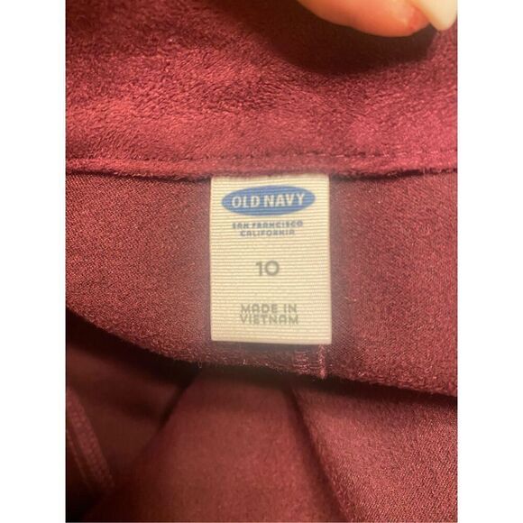 Old Navy Faux Suede Skirt Size 10 Plum Purple Wine Front Snap - Picture 4 of 7